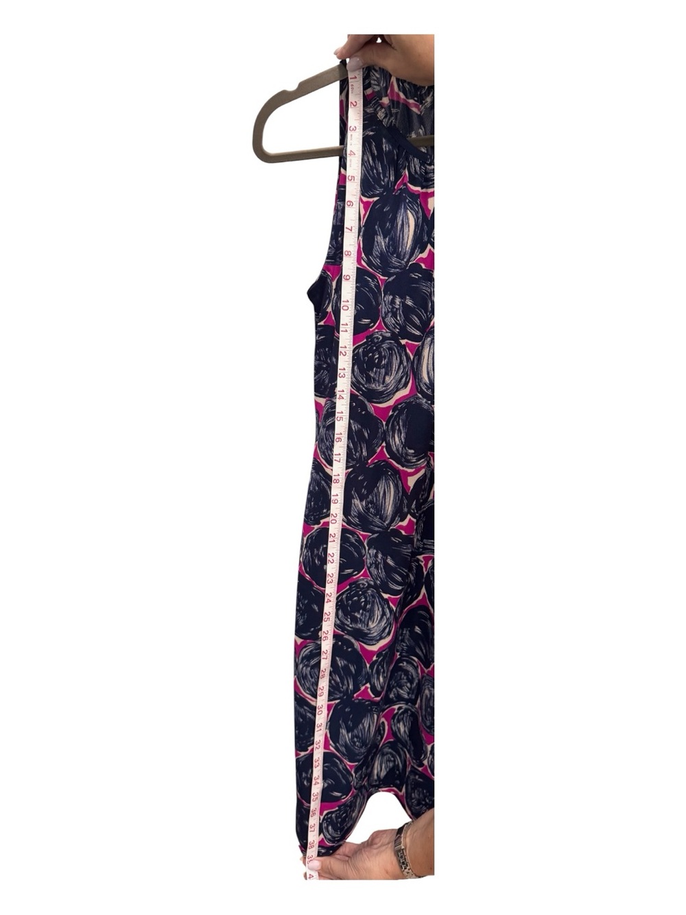 Tory Burch Flinnia Dress Pink Navy Abstract Print Shift Dress Size M - Picture 3 of 6